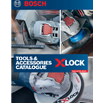 Bosch XLOCK tool catalog cover with various tools and accessories displayed.