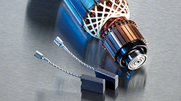 A Bosch Professional drill chuck with two metal connectors on a shiny surface.